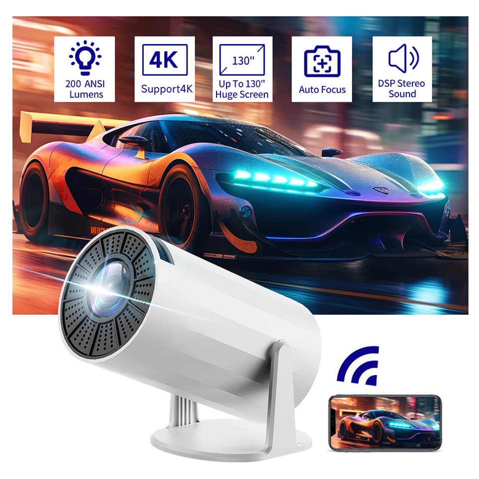 Cross-border Hot-Selling HY300 Mini Diamond Projector Home Ultra Short Throw Bubble Tube 4K Mini Portable Projector