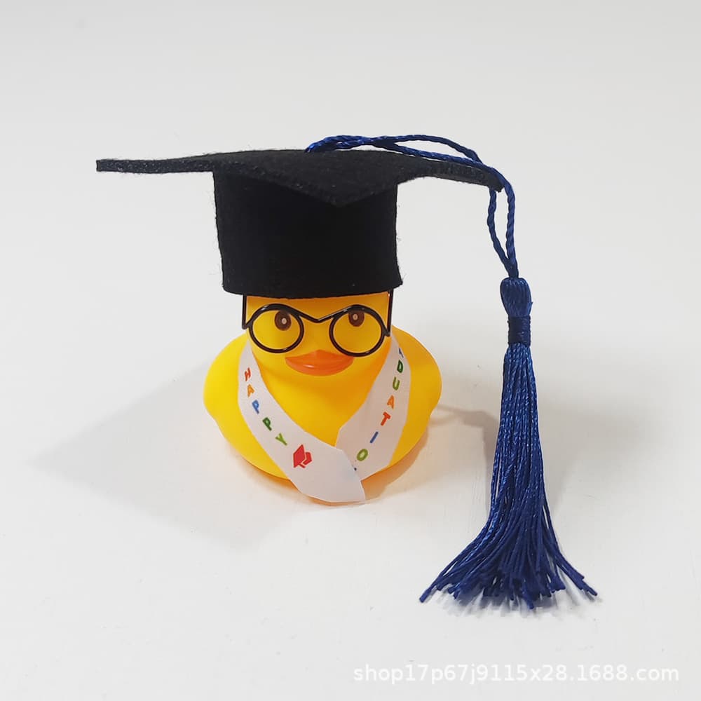 Car Dashboard Little Yellow Duck Ornament Graduation Gift Bachelor Cap Duck Gold Chain Bachelor Stole Gift Wholesale