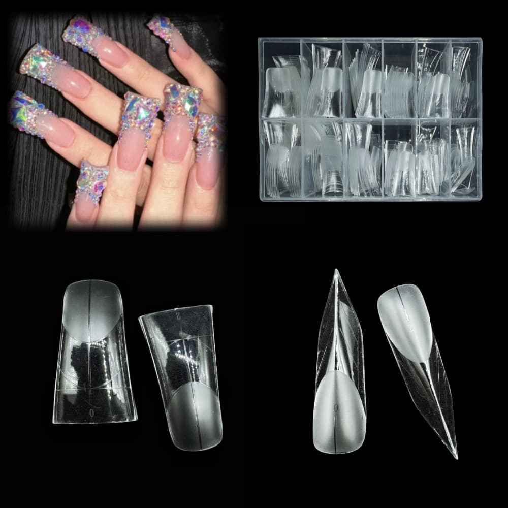 New Cross-Border Duckbill Nail Tip Pyramid Nail Tip Set Ultra-Thin Full-Cover Extension Nail Tips Fake Nails
