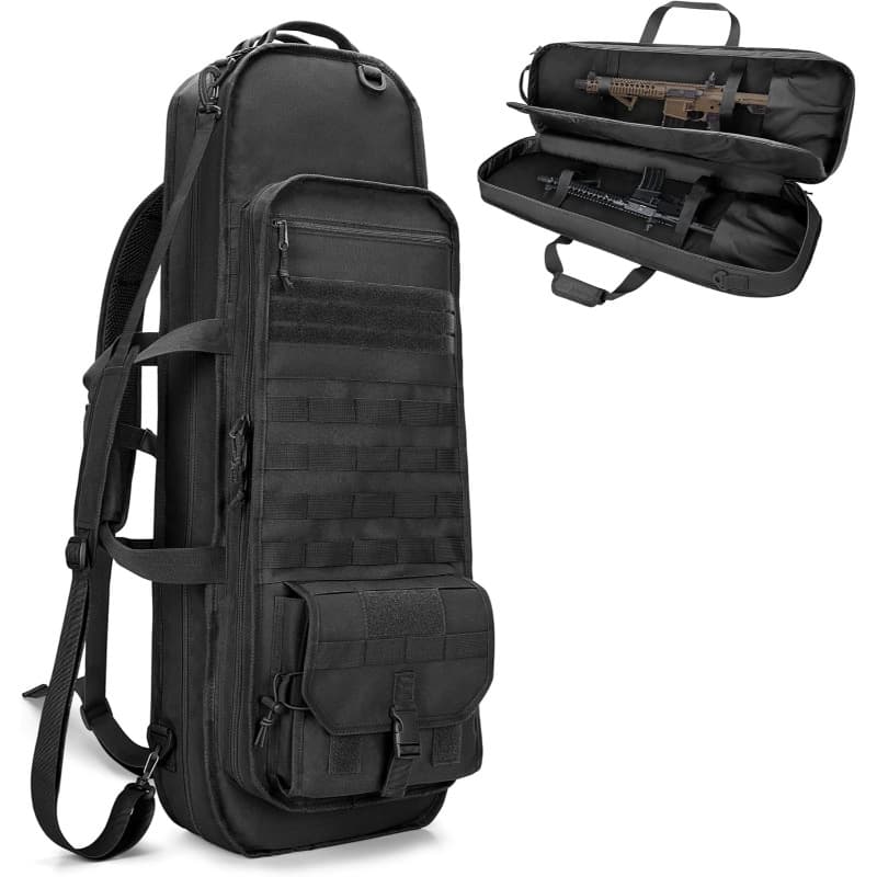 Outdoor Military Hunting CS Tactical Gun Bag, Waterproof Three-Layer Large Capacity Fishing Rod Bag Camouflage Fishing Bag