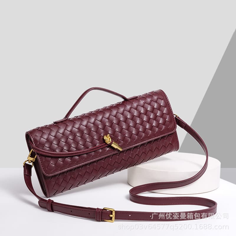 Cross-border Hot Seller B Brand Handwoven Bag Shoulder Baguette Bag Fashion Horizontal Clutch Accordion Women's Crossbody Bag