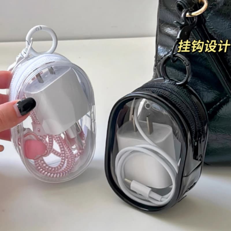 Customizable Data Cable Storage Bag with Logo, Transparent Portable Travel Earphone Small Item Pouch, Customizable