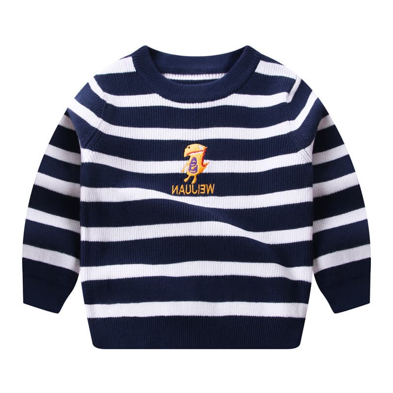 Wholesale 25 new spring style boys' embroidered dinosaur sweater round neck children's sweater mid-color single layer knitted jacket