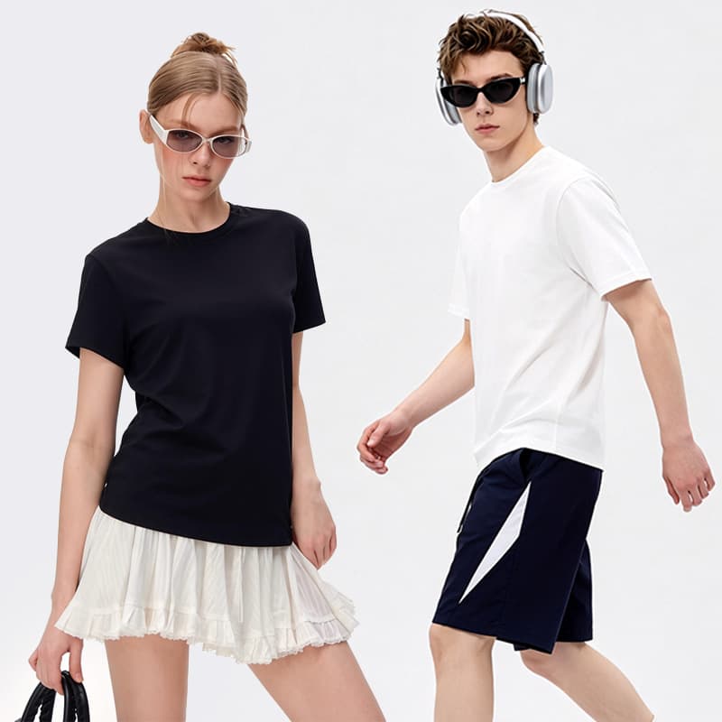 Basic Round Neck Versatile Short Sleeve T-Shirt for Men and Women - Three-Proof Long-Staple Cotton Couple White Tee Undershirt