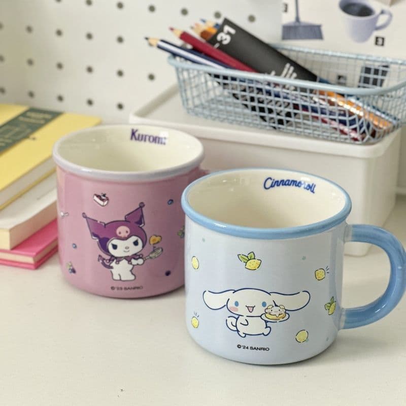 Sanrio Cute Cartoon Ceramic Mug Household Cup Hello Kitty My Melody Kuromi Cinnamoroll