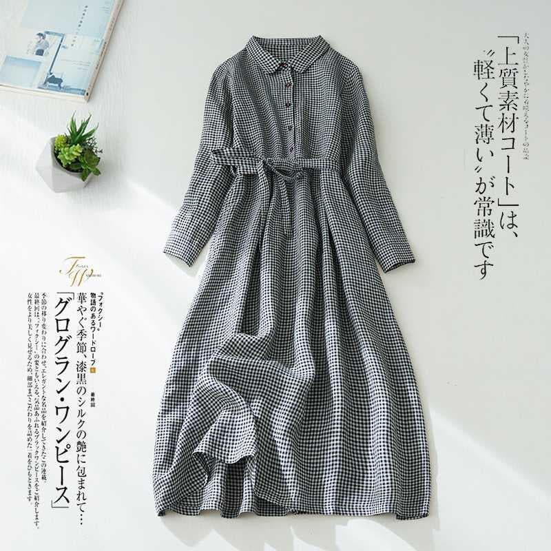 2026 Spring/Summer Premium Cotton Linen Women's Dress, Artistic Age-Defying Casual Tie-Dye Plaid Maxi Dress