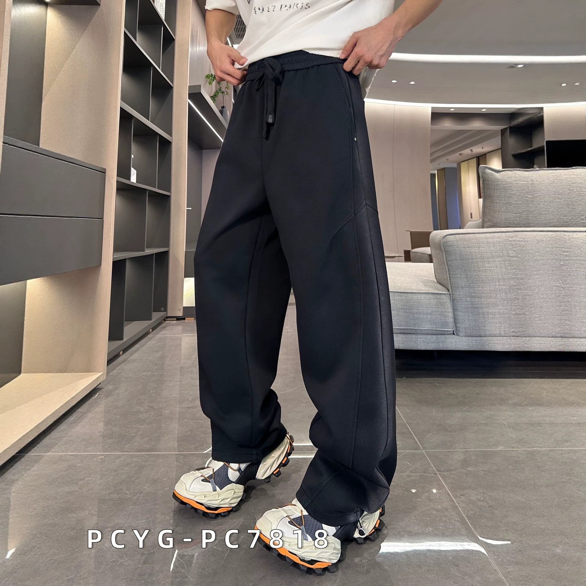 Big Size Men's Summer New Straight Leg Washed Knit Pants Loose Drape Straight Wide Leg Casual Trousers