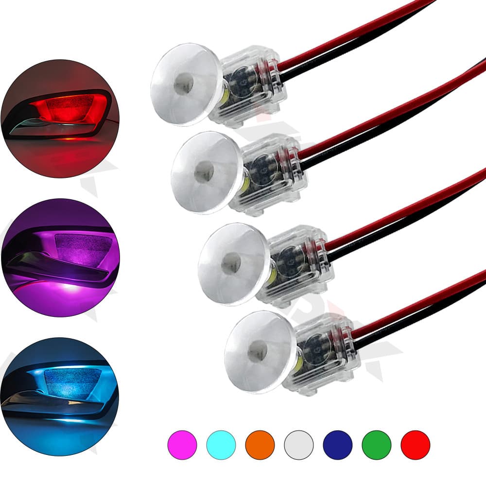 Car Door Handle Light Storage Box Light Mushroom Head LED Single Color Glow Transparent Shell Door Handle Light 12/24V