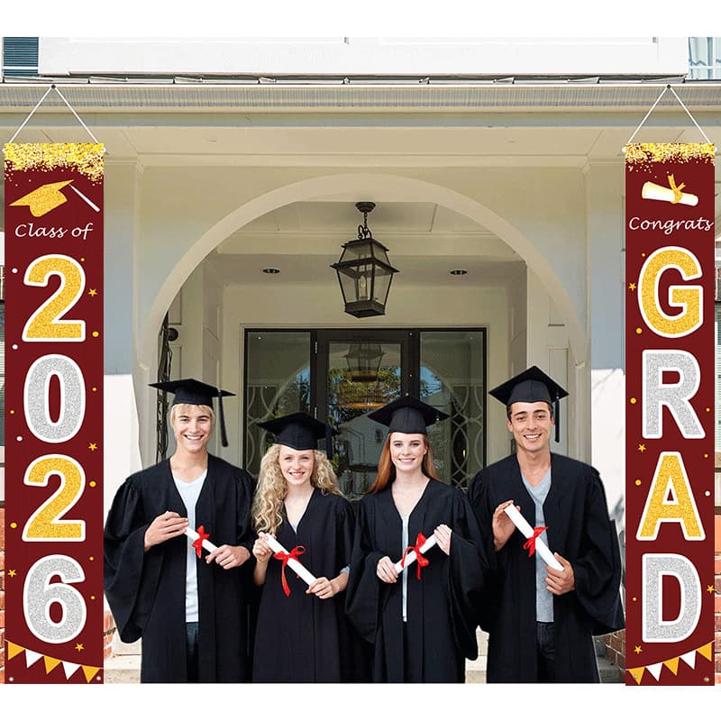 Amazon 2026 New Graduation Banner New Hanging Flag Door Curtain Graduation Couplet Graduation Door Curtain Customizable with Image