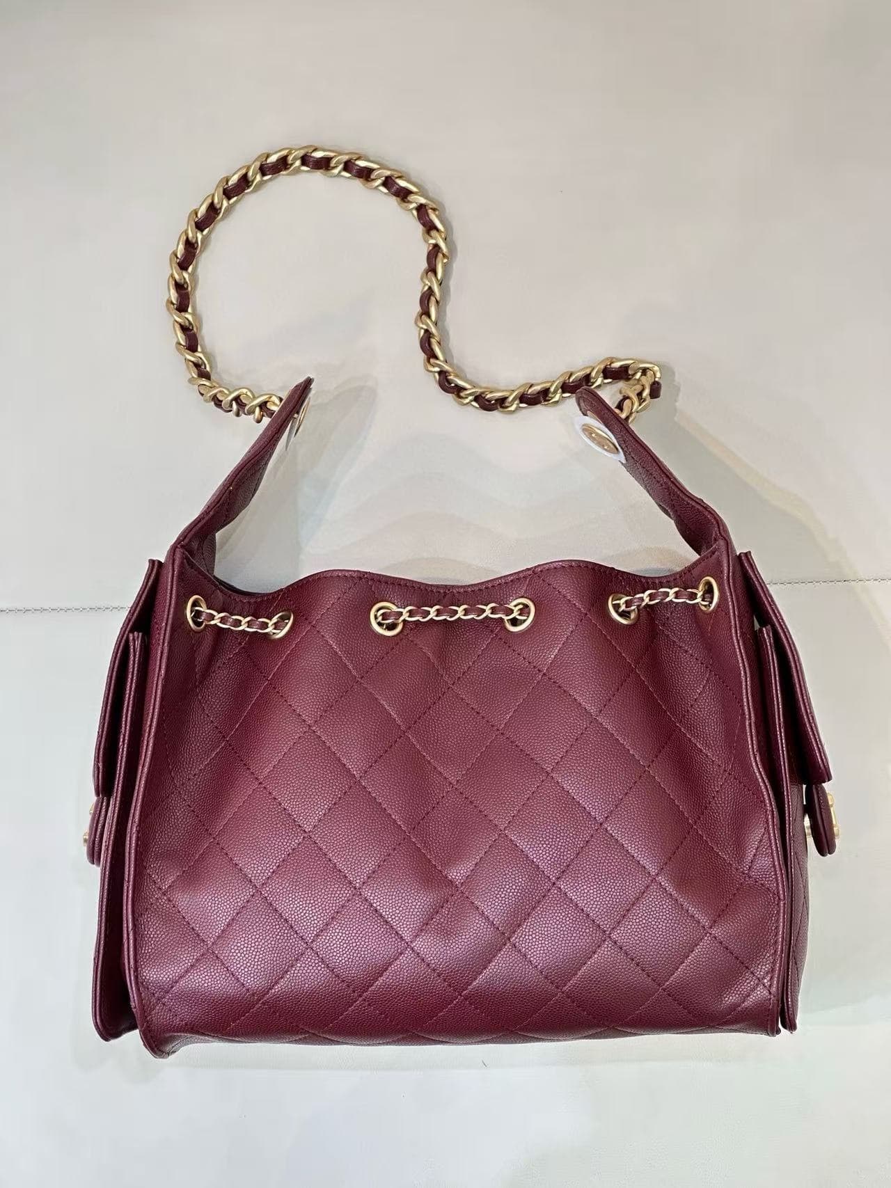 25bag Single Shoulder Bag 26c Mini Underarm Bag 25c Caviar Leather Women's Bag Two-Tone Contrast Chain Suede
