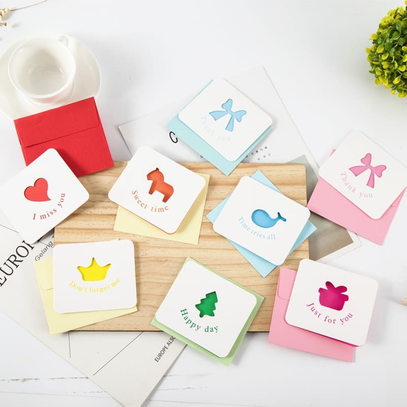 Creative Die-Cut Greeting Cards for Children's Day & Valentine's Day with Colorful Envelopes