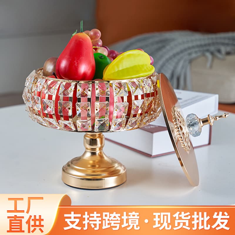 European light luxury crystal glass fruit plate home living room coffee table storage fruit box crystal glass candy basket