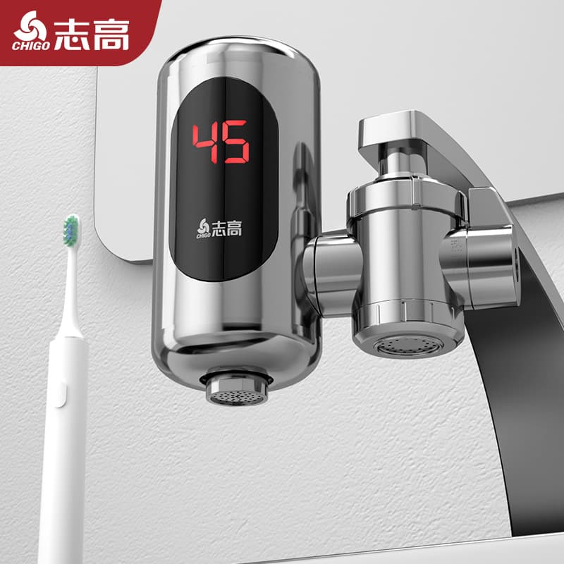Chigo Electric Hot Water Faucet, No Installation Rapid Heating Household Instantaneous Heater Connector Type Small Kitchen Water Heater