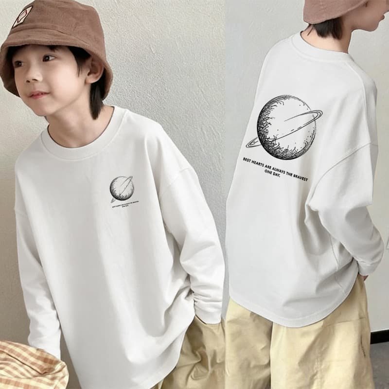 Boys Spring/Autumn 2026 New Versatile Pure Cotton Long-Sleeve T-Shirt, Cool and Loose Fit for Big Boys, Base Layer Top