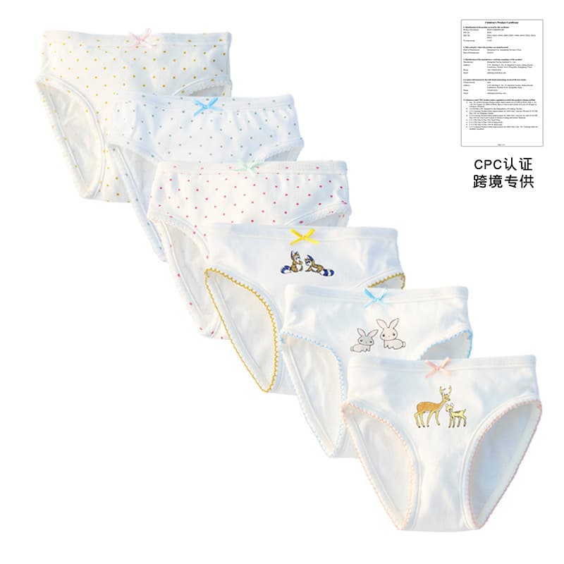 Cross-border girls' briefs 3-pack European and American deer and rabbit print bow 100% cotton thread breathable
