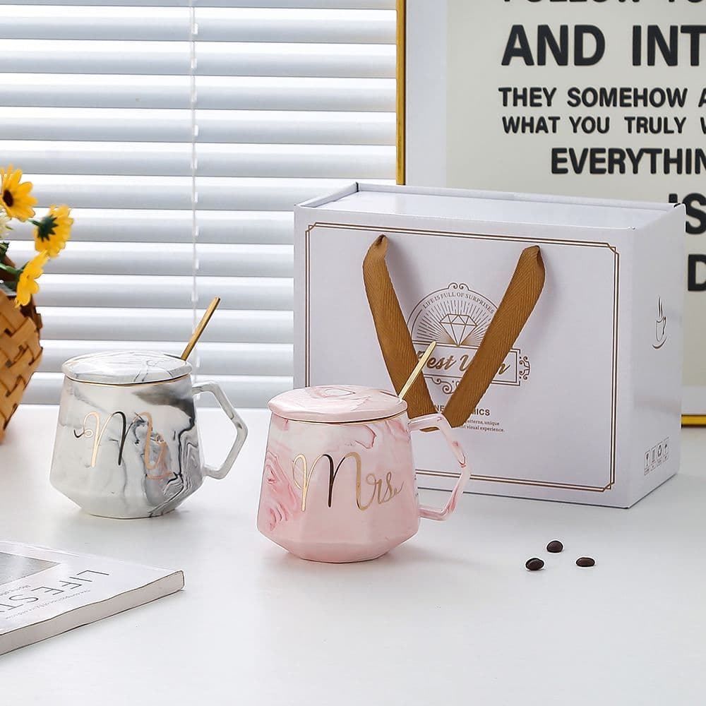 Ins Style High Aesthetic Mug with Lid and Spoon, Ceramic Cup for Home, Birthday Gift, Teacher Appreciation Souvenir