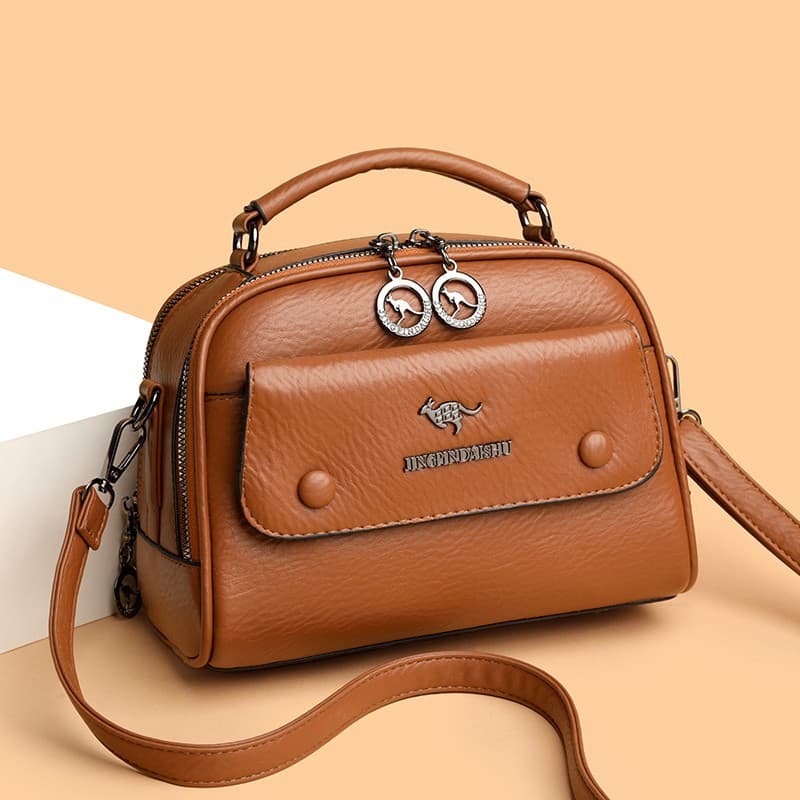 New Foreign Trade Retro Shoulder Bag, Large Capacity, Soft Leather Texture, Small Square Handbag, Fashionable and Versatile Crossbody Mom Bag