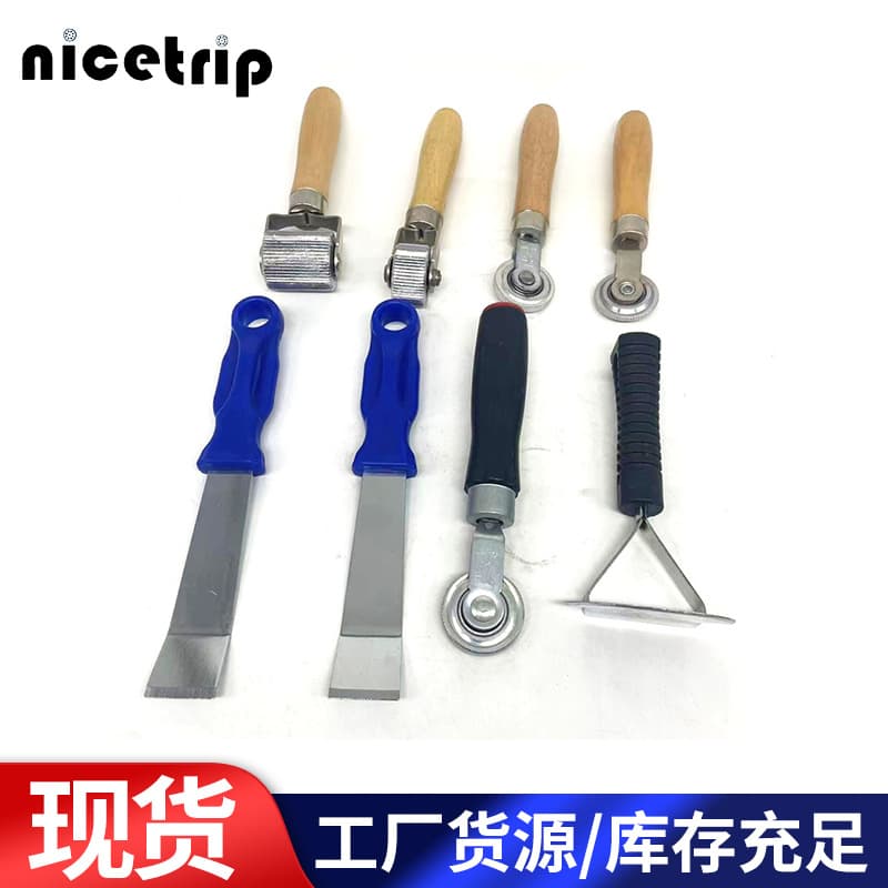 Car Tire Repair Tool: Tire Patch Roller, Tire Wall Buffing Cleaner Scraper, Tire Balance Weight Chisel