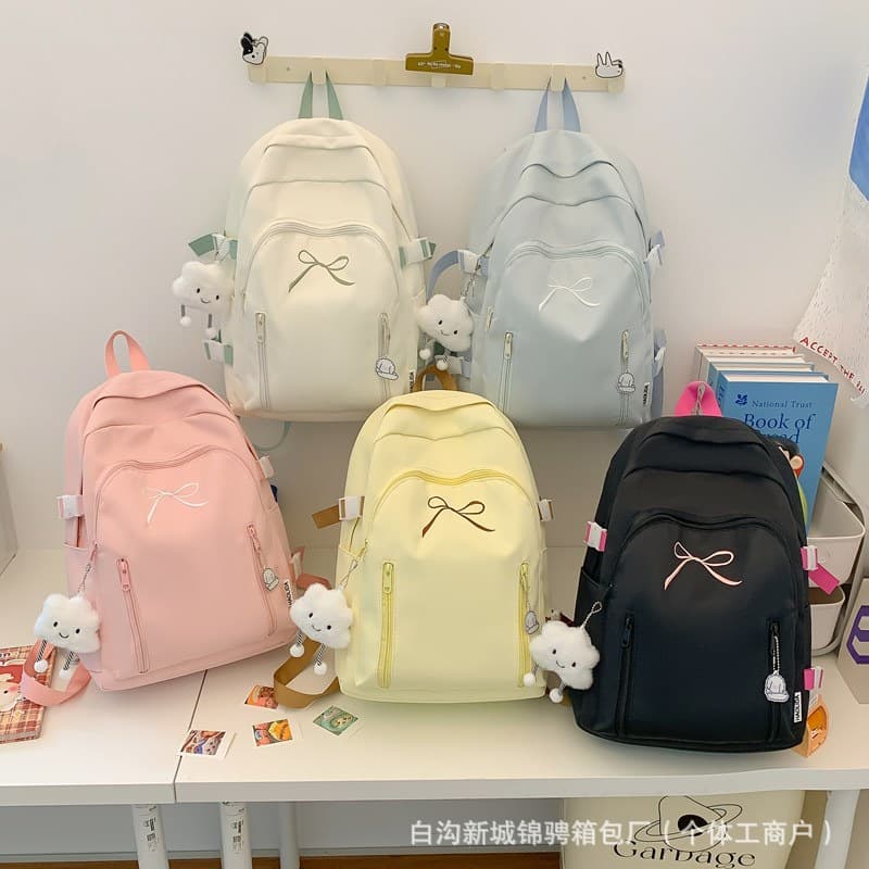 Korean Style Ins Forest Fresh Bow Backpack School Style Girls Bookbag College Student Laptop Backpack