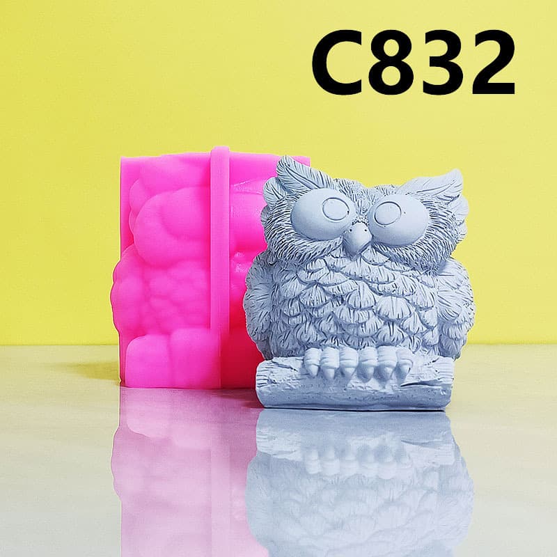 Owl Succulent Flower Pot Silicone Mold Plaster DIY Handmade Home Indoor Stereo Decoration C832