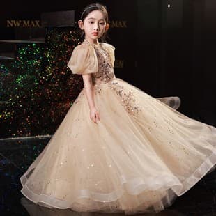 Girls Princess Dress High-End Children Wedding Flower Girl Piano Performance Costume