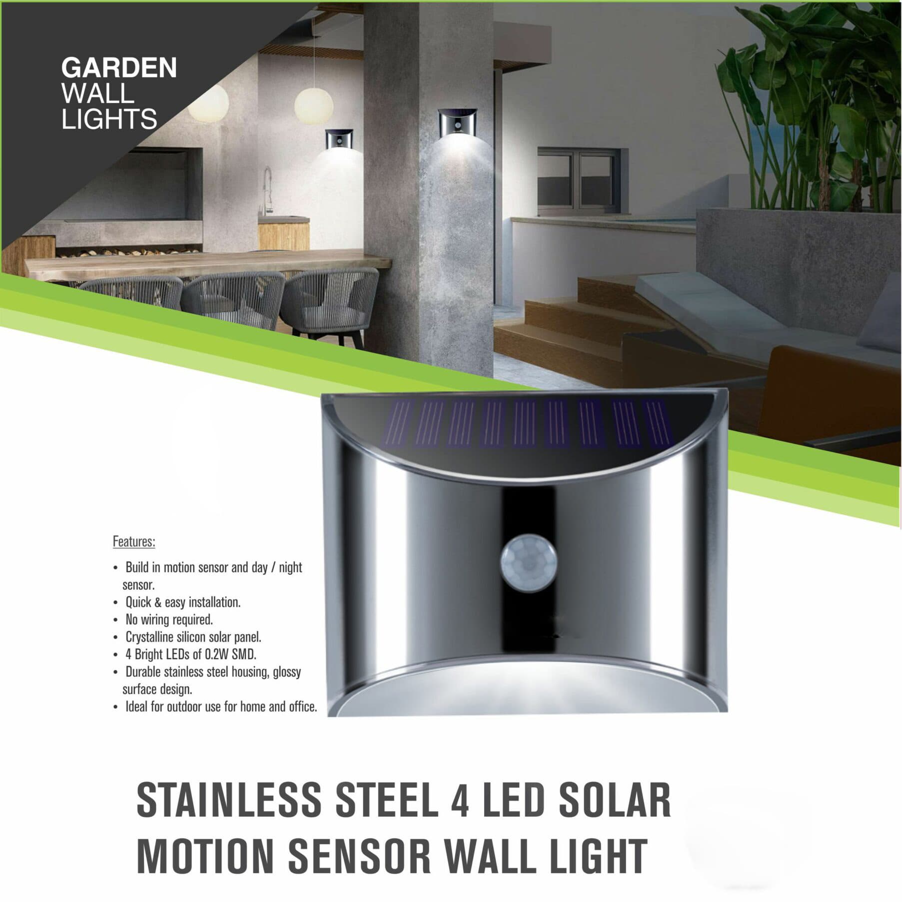 Outdoor waterproof stainless steel solar induction wall light solar induction step light fence light cross-border supply
