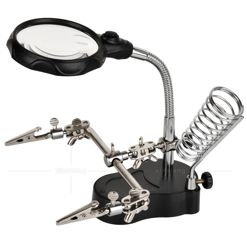 12.5x LED multifunctional desktop with light lighting battery plug-in dual-use auxiliary clip repair 4x magnifying glass