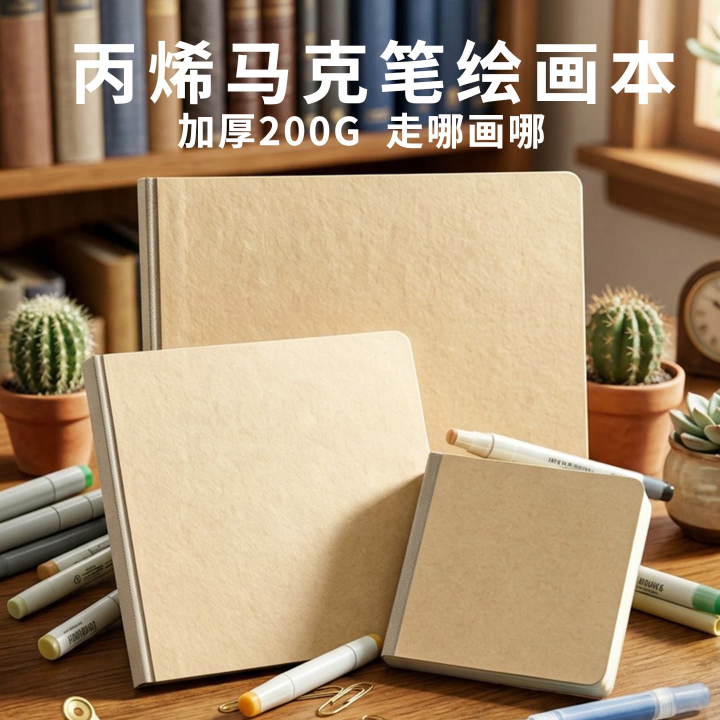 Acrylic Marker Drawing Book Portable Sketchbook for Travel Outdoor Sketching, Flip-Flap Small Square Notebook