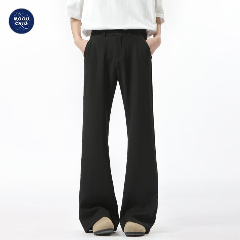 Muqiu Men's Wear | Cleanfit Micro-Flared Casual Suit Pants for Men, American Style Draped Loose Rogue Wide-Leg Trousers