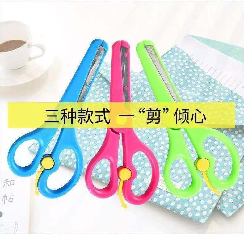 Factory Direct Kids Plastic Paper Cutting Scissors Round Head Anti-Pinch Straight Edge Safety Scissors