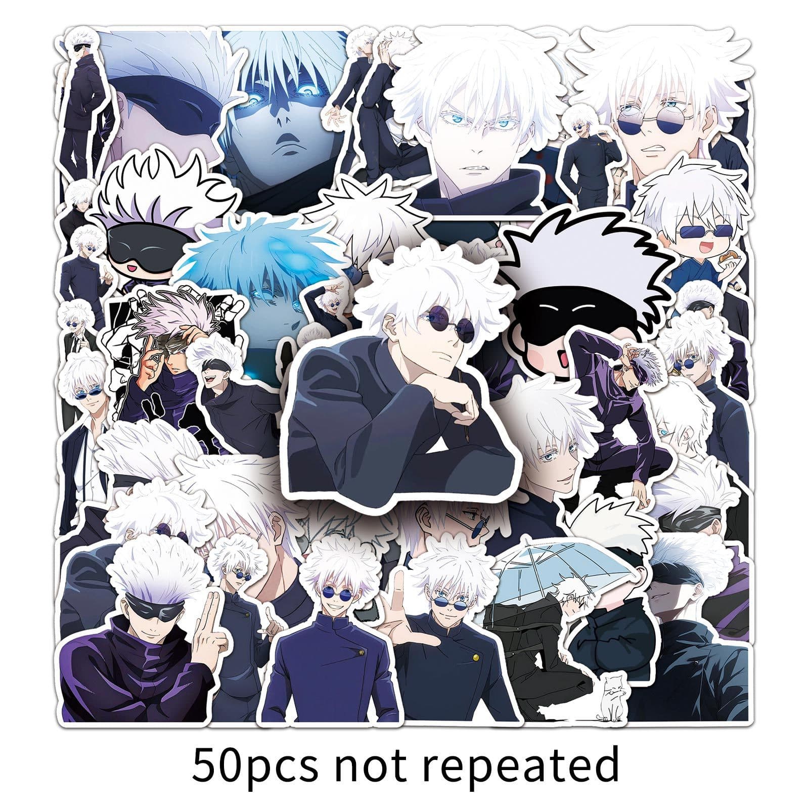 50 pieces of Wutiao Satoru stickers, personalized cross-border cartoons, Japanese comics, spells, battles, decorative mobile phone cases, water cup stickers, anime