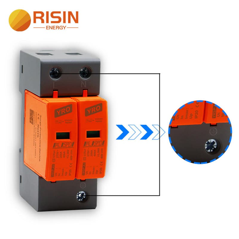 Home Solar 20KA 40KA 60KA Surge Protector Equipment, 2-Phase AC Surge Switch SPD