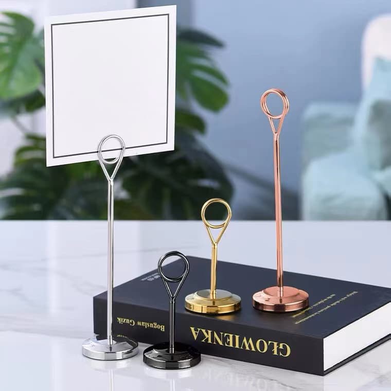 Stainless Steel Menu Holder Round Hotel Place Card Table Number Price Tag Menu Clip Number Clip Wedding Signage