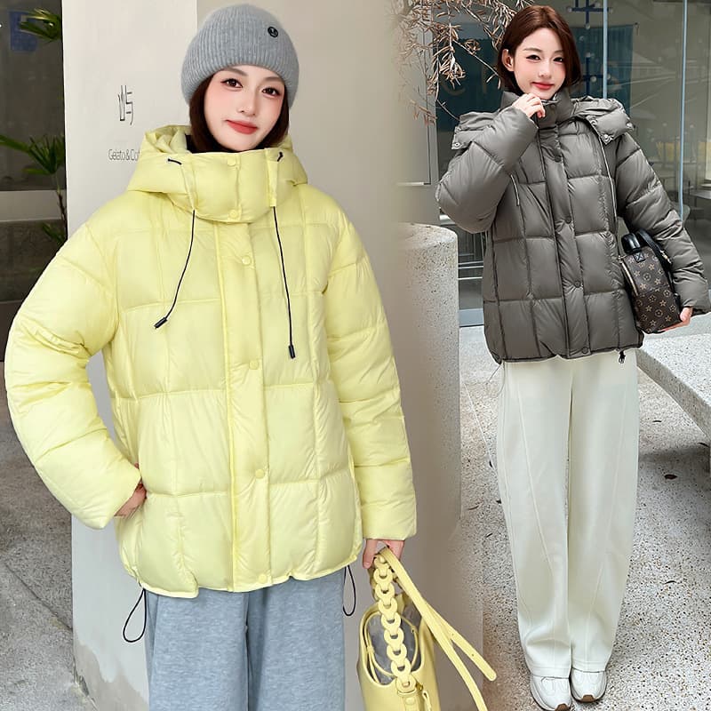 European contrasting color jacket hooded thickened bread jacket for women winter new student casual warm cotton jacket cotton jacket
