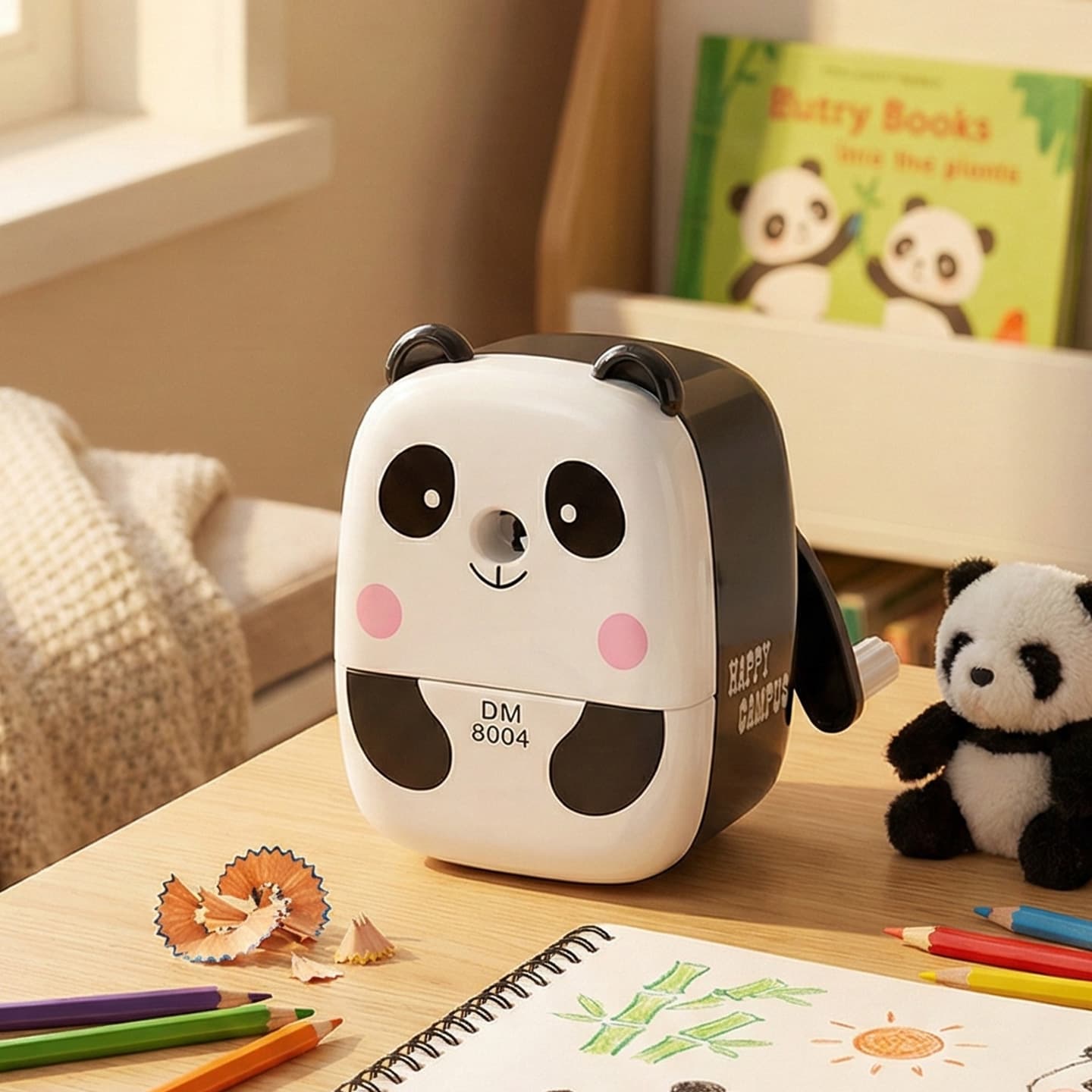 Cute Cartoon Panda Hand-Crank Pencil Sharpener for Elementary and Middle School Students, Kids Stationery, Pencil Sharpener