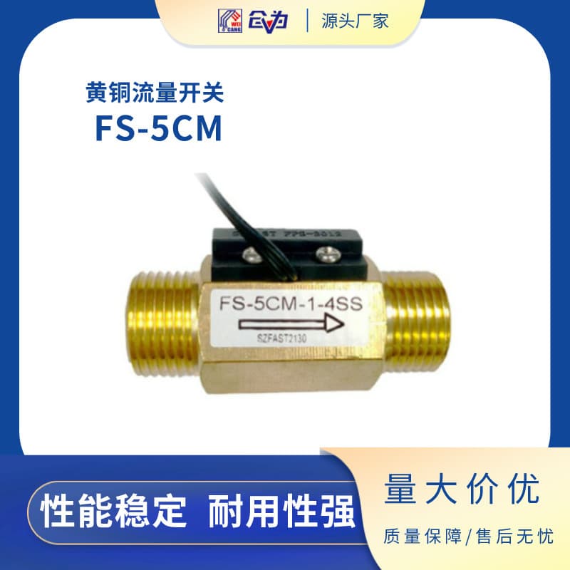 1/2" interface brass flow switch FS-5CM, dual external/internal thread options available