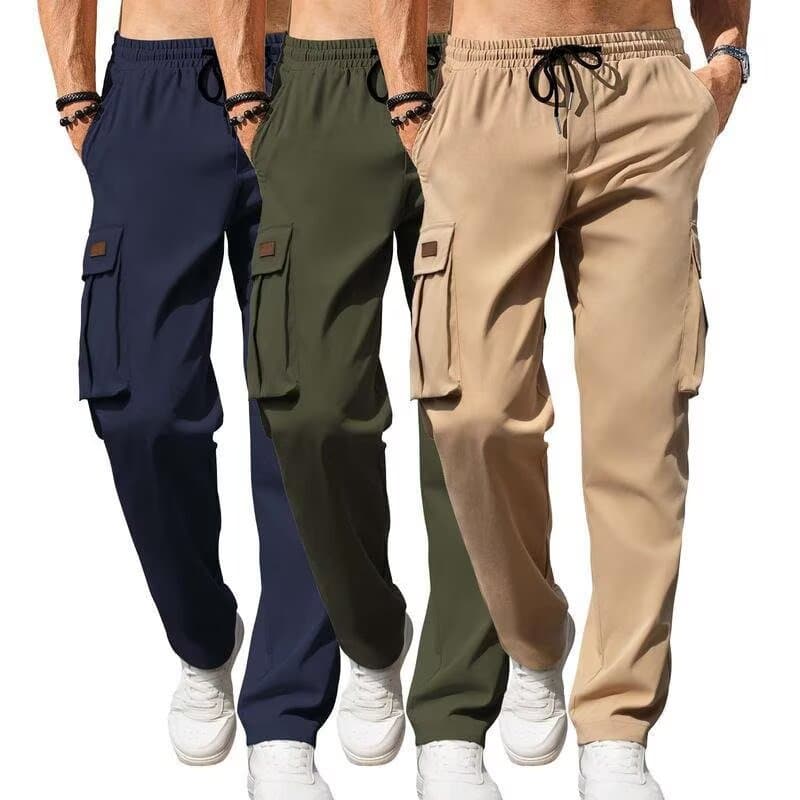 Men's Casual Cargo Pants Sports Jogging Sweatpants Hiking Drawstring Multi-Pocket Tactical Pants Amazon Aliexpress