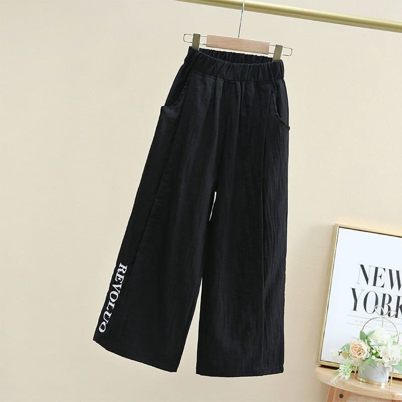 Girls' Summer Thin Pants 2025 New Straight-Leg Capri Pants Kids' Ice Silk Wide-Leg Pants Casual Mosquito-Repellent Pants