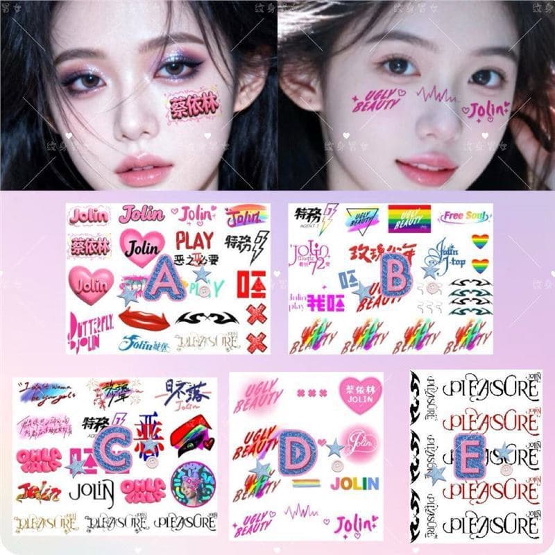 Jolin Tsai Pleasure Concert Tattoo Sticker 2026 Jolin Tour Fan Merchandise Makeup Face Sticker