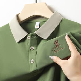 New Style Wholesale Cross-Border Trendy Brand E-Commerce Embroidered Polo Shirt Men's Wrinkle-Free Short Sleeve Top Middle-Aged Father's