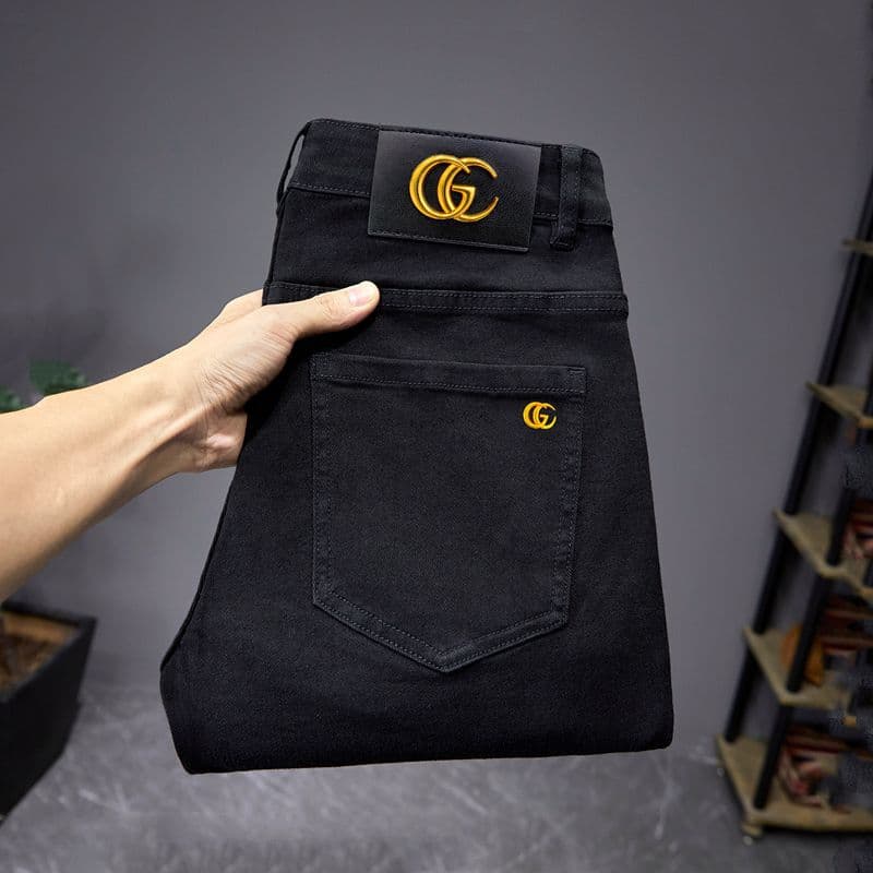 Light Luxury Jeans Men's Autumn New Slim Fit Skinny Stretch Black Trendy European Style GC Cross-Border Men's Clothing