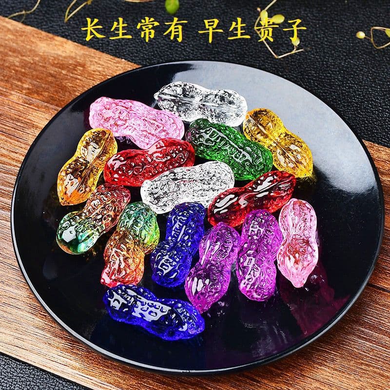 Colorful crystal peanut ornaments, home decorations, living room wine cabinet, TV cabinet, entrance hall, office desktop trinkets