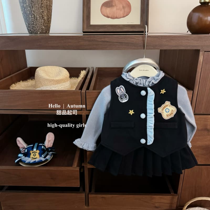 [Dessert Cheese] Original Design! Cos Rabbit Police Officer Girls JK Cute Vest Pleated Skirt School Uniform Set