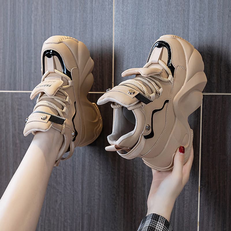 8cm Platform Sneakers for Women 2023 Fall New Casual Chunky Shoes Thick Sole Lightweight Height Increasing Women's Shoes