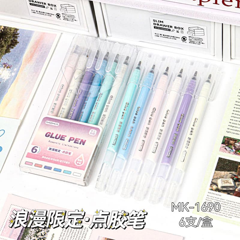 Clearance Sale Macaron Color Super-Writing Dot Glue Pen Student Stationery Pull-Cap Fast-Drying Scrapbooking Colored Dot Pen
