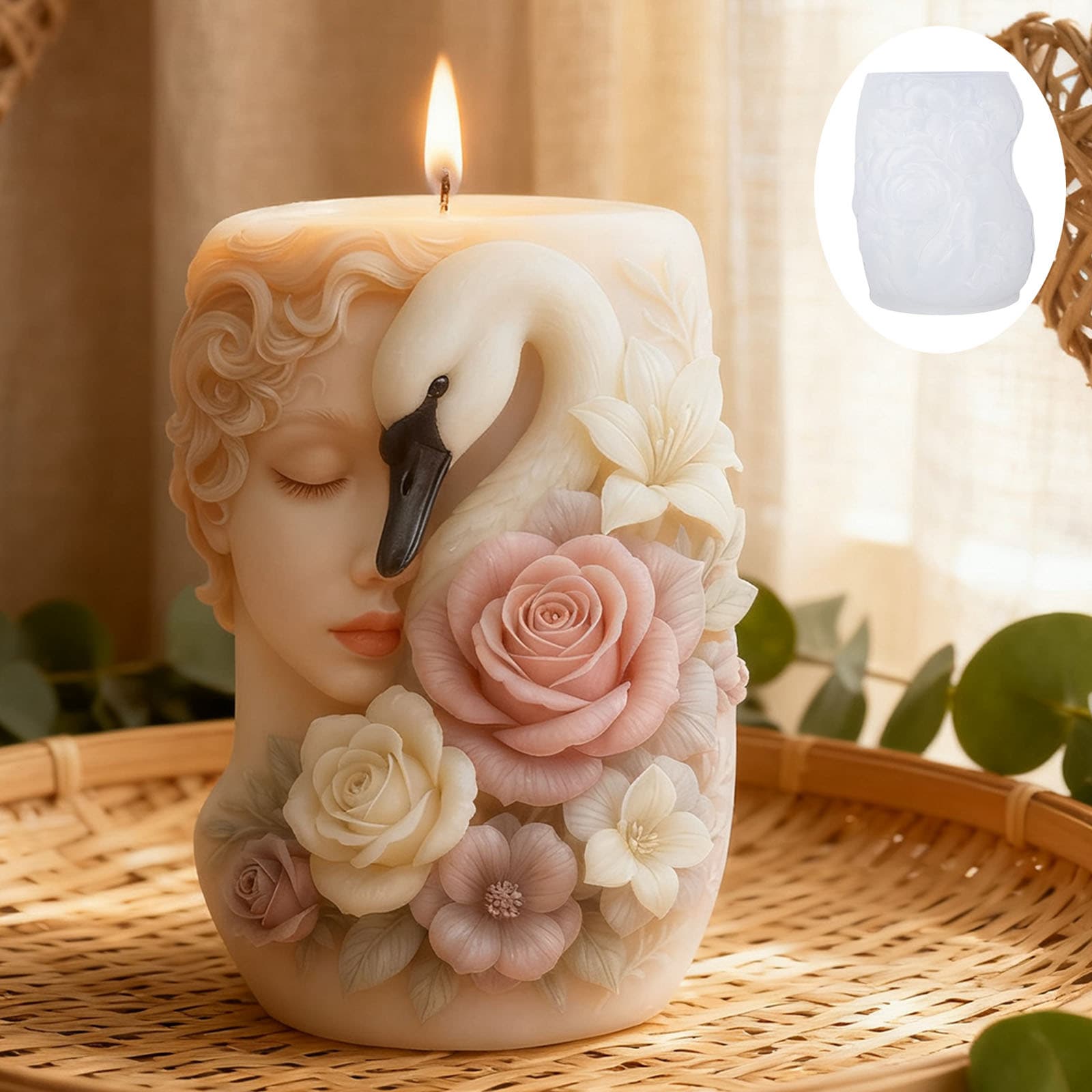 Wenxin Swan Girl Aromatherapy Candle Silicone Mold DIY Decoration 3D Swan Girl Silicone Mold
