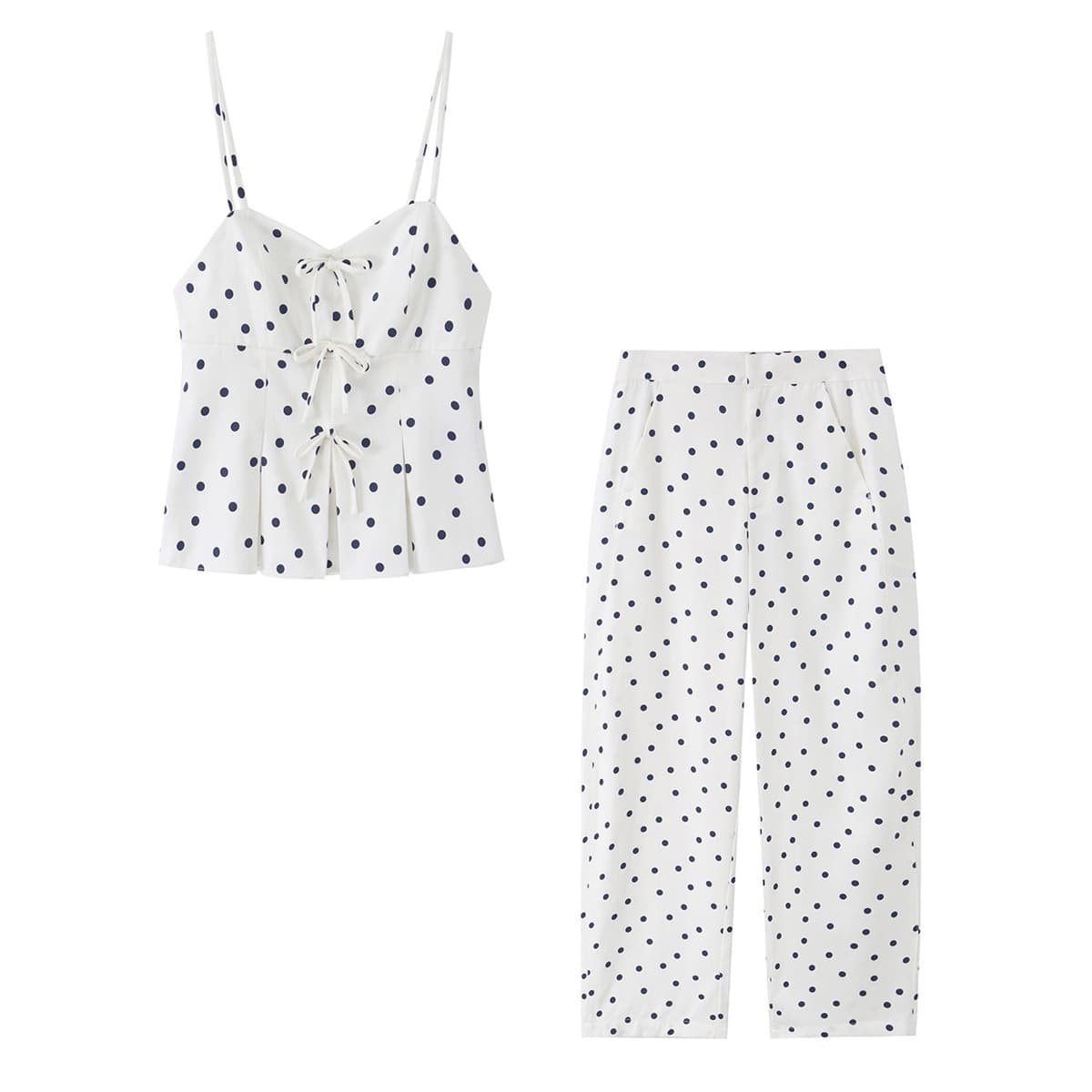 NSSF Self-Made - New Foreign Trade Cross-Border European and American Women's Diagonal Polka Dot Nine-Tenths Skirt Style Hem Top + Polka Dot
