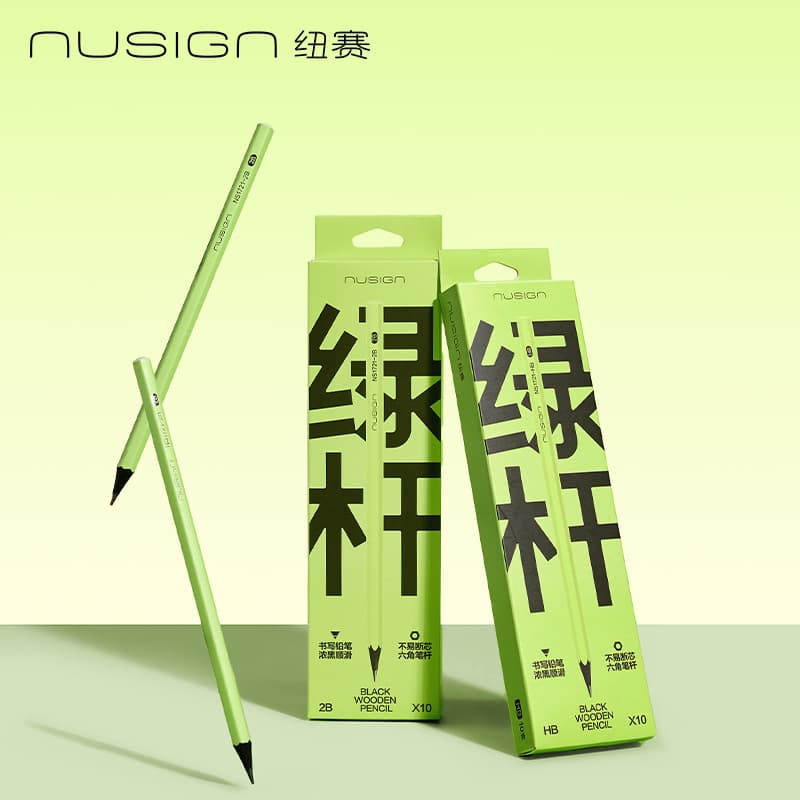 Deli New Sai New Black Wood Small Green Rod Writing Pencil for First and Second Grade Primary School Students and Kindergarten Beginners HB 2B