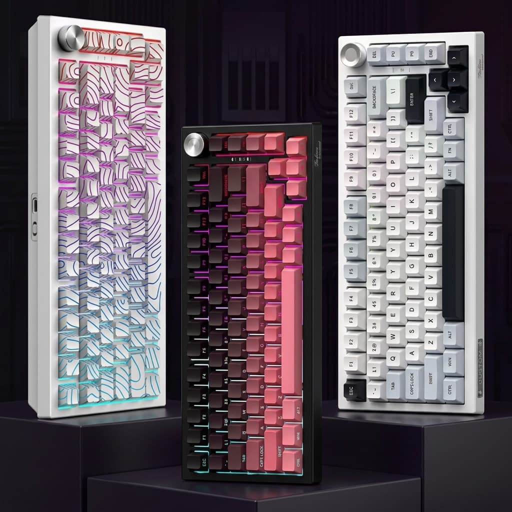 K81 Hot-Swappable Wireless Bluetooth Tri-Mode Side-Printed Mechanical Keyboard RGB Backlit Computer Gaming Keyboard Full Key Anti-Ghosting