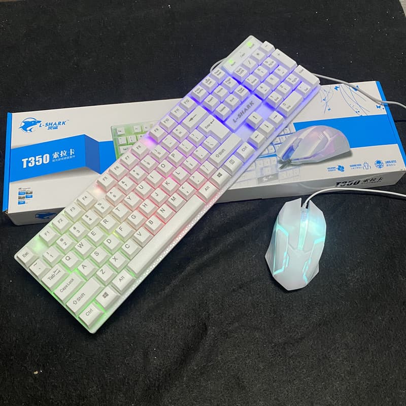 Lingsha T350 luminous keyboard and mouse set floating keyboard mechanical feel e-sports game mouse and keyboard